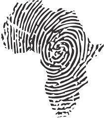 a fingerprint map of africa is shown in black and white