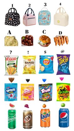 the different types of snacks are shown in this graphic diagram, which shows what they look like