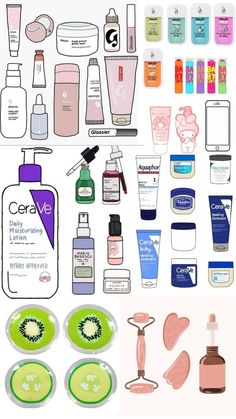 an assortment of cosmetics and skin care products