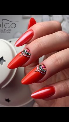 India Inspired Nail Art, Navaratri Nail Art, Taco Nails Designs, Deepavali Nails, Hippie Nails Boho, Navratri Set