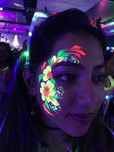 Black Light Face Paint, Glow Face Paint, Neon Run, Skin Paint, Glow Birthday Party