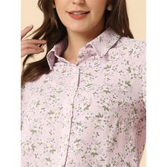 Let your wardrobe blossom with this graceful floral shirt. Whether you're in the office or out on town, this ditsy floral-printed shirt is perfect for any occasion. Wear this shirt out for a breezy look. Pair it with skirts or skinny jeans and high-heel sandals to finish your look. The graceful floral print makes this blouse a lovely addition to your weekend wardrobe. Spring Collared Blouse With Placket, Spring Blouse With Placket And Fold Down Collar, Formal Floral Print Button-up Shirt, Elegant Blouse With Floral Print And Spread Collar, Formal Button-up Shirt With Floral Print, Classic Long Sleeve Floral Print Blouse, Classic Long Sleeve Blouse With Floral Print, Slim Fit Button-up Blouse For Semi-formal Occasions, Feminine Spring Shirt With Spread Collar