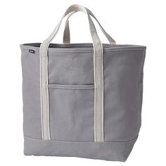 "This iconic Lands' End canvas tote is designed to withstands the test of time, featuring durable, reinforced details. This iconic Lands' End canvas tote is designed to withstands the test of time, featuring durable, reinforced details. Wide felled seams allow it to stand upright, keeping contents inside Water-resistant base and trim Pockets inside keep your smaller items easy to find and secure Neatly-stitched seams give it a clean look 26""W x 10.25""D x 17""H Handle: 9.25'' drop Interior: 3 s Functional Cotton Bags With Reinforced Handles, Canvas Bag With Zipper Closure For Errands, Large Canvas Bags With Reinforced Handles, Canvas Bag With Zipper Pocket For Errands, Gray Canvas Tote Bag, Large Practical Canvas Bag, Gray Canvas Bag For Everyday Use, Gray Canvas Bag For Daily Use, Gray Everyday Canvas Bag