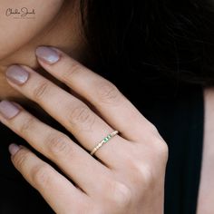 Description Elevate your style with this dainty emerald gemstone flush-set ring. This stackable ring features a vibrant emerald gemstone secured in 14k gold flush setting. Furthermore, this 14k gold emerald ring is adorned with delicate diamonds accent adding a touch of sparkle. Add this real emerald ring to your collection and surprise your loved ones. Transform your outfit from ordinary to extraordinary with this women's emerald wedding ring. Product Details SKU CJ-R-1958-EM-YG-NW Product dime Classic Green Diamond Stackable Ring, Classic Green Stackable Diamond Ring, Stackable Green Diamond Ring In 14k Gold, Green Half Eternity Stackable Rings Fine Jewelry, Stackable Green Emerald Ring For Anniversary, Green Stackable Emerald Ring For Anniversary, Green Diamond Stackable Rings For May Birthstone, Classic Green 14k Gold Stackable Rings, Anniversary Green 14k Gold Stackable Rings