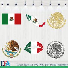 mexican flag svg files with different country colors and symbols for use in design projects