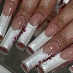 Flare Acrylic Nails, Lily Nails, Bad Nails, French Tip Acrylic Nails, French Acrylic Nails, Pretty Gel Nails, Really Cute Nails, Exotic Nails, Nail Looks