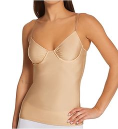 Stretch Shapewear With Built-in Bra And Underwire, Full Coverage Stretch Camisole With Adjustable Straps, Stretch Camisole With Adjustable Straps And Full Coverage, Elegant Second-skin Fit Camisole With Built-in Bra, Elegant Full Coverage Tops With Built-in Bra, Elegant Top With Built-in Underwire Bra, Bra Friendly Full Coverage Shapewear Camisole, Fitted Camisole With Built-in Bra For Shapewear, Full Coverage Bra Friendly Shapewear Camisole