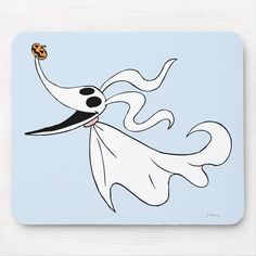 a cartoon ghost with a ladybug in its mouth mousepads for computer