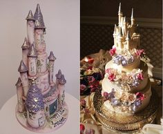 there are two cakes that look like castles