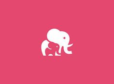 an elephant and its baby on a pink background with the word's name below it