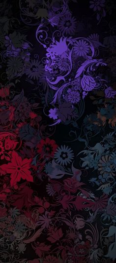 an abstract floral background with red, purple and blue colors