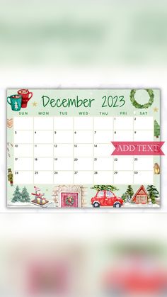 a desk calendar with a christmas scene on it