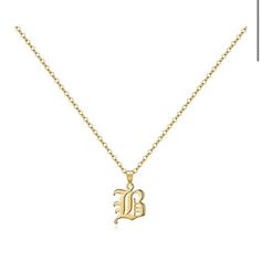 Letter B - Elegant Old English Initial Necklace With A Delicate Initial Charm Adjustable Necklace 18-20 Inches Stainless Steel Gold-Plated Chain The Necklace Will Not Fade, Rust, Stain, Or Corrode Also Available In Letters A-L - Check Out My Closet For More Questions? Leave A Comment Below! B Initial Necklace, Letter B Necklace, B Necklace, Letter B, Letter Necklace, Adjustable Necklace, Initial Charm, Old English, Powerpuff Girls