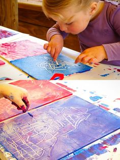 Freida Pinto, Art Lessons Elementary, Toddler Art, Camping Art, Monoprint, Process Art, Preschool Art