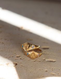 Birthstones Signet Initial Ring, Signet Ring, Initial Ring, Birthstone Ring, Gemstone Ring, Gold Ring, Dainty Ring - Etsy 14k Gold Signet Ring With Birthstone Open Shape, Gold Signet Ring With Gemstone For Promise, Gold Signet Ring With Birthstone In 14k Gold, Heirloom 14k Gold Signet Ring With Birthstone, Gold Signet Ring With Birthstone, Gold Signet Ring With Birthstone In Fine Jewelry Style, Gold Signet Ring With May Birthstone, Dainty Initial Ring For Promise Occasions, Gold Heirloom Signet Ring With Birthstone