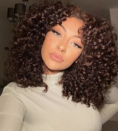 Chocolate Hair Color Curly, Chestnut Brown Hair Curly, Mocha Brown Curly Hair, Chocolate Ash Brown Hair, Dark Chocolate Curly Hair, Curly Hair Colour Ideas, Deep Chocolate Brown Curly Hair, Chestnut Brown Curly Hair, Natural Curly Hair Cuts