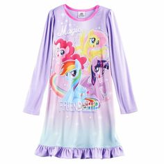 My Little Pony Long Sleeve Nightgown Pajama  Girl Size 6 Infants, Toddlers, & Kids Size (approx) Alpha Height in Inches Weight in lbs Age Chest in Inches Waist in Inches 0-3m   up to 22" up to 11 lbs 0-3 mos     3-6m   22-25" 11-15 lbs 3-6 mos     6-9m   25-27" 15-18 lbs 6-9 mos     9-12m   27-29" 18-22 lbs 9-12 mos     12-18m   27-31" 18-26 lbs 12-18 mos     18-24m   29-33" 22-29 lbs 18-24 mos     2T   31-34" 26-29 lbs 1-2 yrs 20½" 20" 3T   34-38" 29-33 lbs 2-3 yrs 21" 20½" 4T   38-42" 33-37 lb Cute Long Sleeve Summer Sleepwear, Cute Long Sleeve Sleepwear For Summer, Long Sleeve Summer Sleepwear For Bedtime, Summer Long Sleeve Nightgown For Overnight, Long Sleeve Summer Nightgown, Casual Multicolor Nightgown For Bedtime, Multicolor Spring Nightgown For Loungewear, Purple Sleepwear For Pajama Party In Spring, Purple Sleepwear For Spring Pajama Party