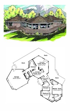 the floor plan for this house is shown in two separate sections, and shows the living area