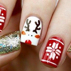 Have a merry merry Christmas, everyone! Nail Art Simple, Nails Yellow, Nail Designs Tutorial, Holiday Nail Designs, Cute Nail Art Designs