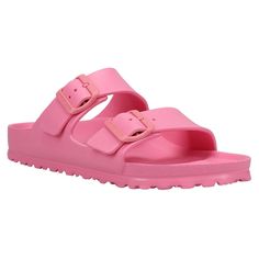 These sandals are shock absorbing, waterproof, and skin-friendly. Wear them at the beach, in the garden, or around the gym and after workouts. It's the perfect addition to your classic BIRKENSTOCK sandals..EVA molded upper.EVA footbed.Ultra lightweight.Rubber outsole.SKU: 1024658-500.Color: Pink.Feature: E.V.A., Lightweight.Material: EVA.Style: Footbed.Heel Height: Flat Slip-resistant Slides For Summer Outdoor Activities, Durable Slip-on Summer Slides, Durable Round Toe Beach Slides, Durable Summer Slide Sandals, Durable Open Toe Slides For Summer, Durable Flip Flops For Summer Beach, Durable Flip Flops For Beach In Summer, Durable Casual Summer Flip Flops, Durable Summer Beach Flip Flops