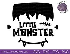 little monster face with the words'little monster'in black and white