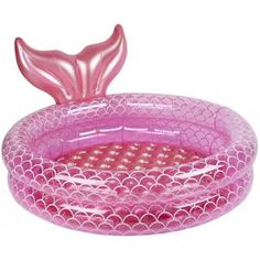 an inflatable pink mermaid tail shaped bowl