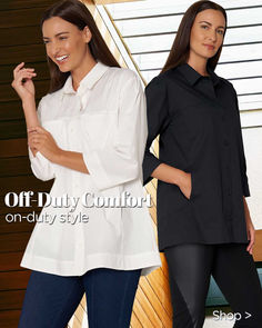 Off-duty comfort, on-duty style. Unique details like concealed breast and convenient side seam pockets add quiet functionality to the Off Duty Shirt. At the same time, the slightly shaped silhouette and relaxed bracelet sleeves offer all-day comfort and versatility in this easy-going, grab-and-go style. . . . #stellacarakasi #lookswelove #createdwithkindness #organiccotton #sustainableclothing #sustainable #poplin #womenstops #tunicsandtops #tunicstyle #whiteshirts Versatile Black Tops With Pockets, Modern Tops With Pockets For Daywear, Versatile Black Top With Pockets, Refined Style, Tunic Styles, Easy Going, White Shirts, Sustainable Clothing, Off Duty