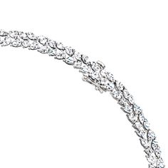 Ross-Simons - 30.00ct t. w. Multi-Shaped Lab Grown Diamond Necklace in 14kt White Gold. 16". An RS exclusive. Exceedingly elegant with its feminine collar-style drape, this magnificent necklace comes at a notable value when considering its ample size and scale. Here, a jaw-dropping 30.00 ct. t. w. marquise, round brilliant-cut and pear-shaped lab-grown diamonds glisten in a dazzling double-row design set in polished 14kt white gold. Graduates from 1/4" to 3/8" wide. Lab-grown diamonds are identi Formal Double Strand Diamond Necklace, Luxury Single Strand Diamond Necklace For Formal Occasions, Luxury Single Strand Diamond Necklace For Formal Events, Elegant Baguette Cut Necklace For Formal Occasions, Elegant Baguette Cut Formal Necklace, Elegant Double Strand Diamond Necklace, Formal Platinum Diamond Necklace With Polished Finish, Dazzling Formal Jewelry With Polished Finish, Elegant Double Strand Diamond Necklaces