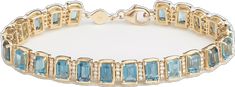 Emerald Cut Topaz Gold Jewelry, Elegant Blue Topaz Emerald Cut Jewelry, Luxury Blue Topaz Emerald Cut Jewelry, Luxury Blue Topaz Gemstone Bracelet, Luxury Yellow Gold Blue Topaz Bracelets, Tennis Bracelet Diamond, London Blue, London Blue Topaz, Emerald Cut