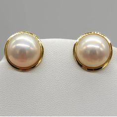 Authentic Beautiful Genuine Huge Lustrous Natural Cultured Identical Mabe Pearls With Solid 18k Gold Omega Clasp Stud Earrings. Marked:750 18k. Weighs: 7.7g. Pearl Size: Over 1/2” Going To 2/3” (See Photo #9). Earring Length:1.1/4” Incl. Omega Clasp Opened (See Photo:10). Preowned, Barely Used! This Rare, Huge, Vibrant, Elegant, Lustrous, High Quality Identical Pearls On 18k Gold Settings With Solid 18k Gold Omega Clasps & Posts In Pristine Condition. This Stunning, Rare, Hard To Find, Huge, Flawless, Lustrous Mabe Moon Shape Identical Pearls Adds Natural Beauty; Exudes Elegance & Sophistication, “A Statement Piece” That Will Surely Turn Heads! Indulge In The Luxurious Natural Beau Mabe Pearl, Moon Shape, Moon Shapes, Classic Jewelry, Pearl Size, Statement Pieces, Natural Beauty, Jewelry Collection, 18k Gold