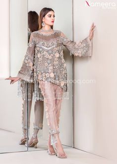 Wedding Short Shirt with Trouser Dress Pakistani Luxury Embroidered Dress For Reception, Hand Embellished Embroidered Dress For Wedding, Elegant Semi-stitched Embellished Embroidered Dress, Traditional Hand-embellished Wedding Dress, Luxury Wedding Dress With Resham Embroidery, Elegant Hand Embellished Wedding Dress, Elegant Hand-embellished Embroidered Wedding Dress, Elegant Hand-embellished Wedding Embroidered Dress, Elegant Embellished Embroidered Dress For Reception