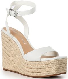 Gianni Bini Senna Leather Jute Platform Wedge Sandals | Dillard's White Wedge Shoes, Platform Wedges Shoes, Nice Sandals, Platform Wedge Heels, Sandal Platform, Fresh Shoes, Girly Shoes, Wedge Heel Sandals, Gianni Bini