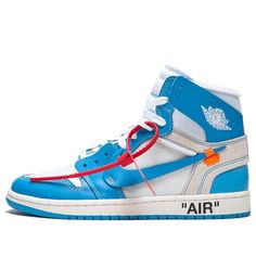 Nike OFF-WHITE x Air Jordan 1 Retro High OG 'UNC' Off White Jordan 1, Doudoune The North Face, Jordan 1 Unc, White Jordans, American Crew, Sports Trainers, Nike Dunk High, Air Jordan 1 Retro High Og, Air Jordan 1 Retro High