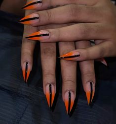 Black Halloween Nails, Jazz Hands, Orange Nail Designs, Witchy Nails, Gothic Nails, Drip Nails, Pretty Nail Art Designs, Black Nail