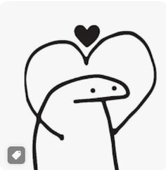 a black and white drawing of a penguin holding a heart