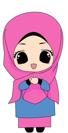 a cartoon character wearing a pink hijab