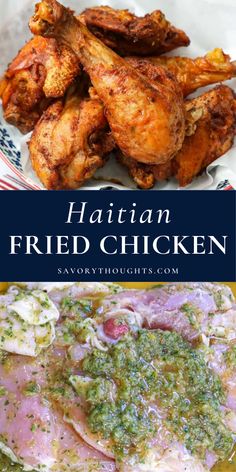 Haitian Fried Chicken in a sauce. African Cooking, American Recipes, Fried Chicken Recipes