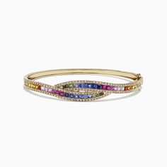 Effy Watercolors 14K Gold Multi Sapphire and Diamond Bangle, 4.17 TCW Multi Sapphire, Effy Jewelry, Yellow Stone, Sapphire Diamond Ring, Diamond Bangle, Sapphire Diamond, Gold Yellow, Rose Gold Ring, Sapphire Ring