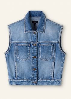 Authentic Denim Vest Mid Blue Wash Trendy Fall Denim Vest Top, Trendy Denim Vest Top For Fall, Trendy Denim Blue Vest Outerwear, Dark Wash Denim Vest For Workwear In Spring, Dark Wash Denim Vest For Workwear, Spring, Trendy Blue Denim Vest For Workwear, Denim Blue Vest Top For Fall, Medium Wash Denim Vest Top For Fall, Fall Medium Wash Denim Vest Top