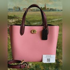 Color: Brass/Bubblegum (Pink)Multi Style No. C8561 Product Details Polished Pebble Leather Center Zip Compartment Turnlock And Magnetic Snap Closures Handles With 4 1/2" Drop Detachable Strap With 21 1/2" Drop For Shoulder Or Crossbody Wear Four Protective Feet At Base 9 1/2" (L) X 7 3/4" (H) X 4 1/4" (W) Perfect Small To Medium Purse. 3 Compartments. Carry Satchel, Shoulder, Or Crossbody. Dust Bag Included Designer Pink Bag With Removable Pouch, Designer Pink Bags With Removable Pouch, Designer Pink Bags With Dust Bag, Designer Pink Bag With Dust Bag, Luxury Pink Bag For Daily Use, Pink Leather Bag For Formal Occasions, Formal Pink Leather Bag, Luxury Pink Satchel With Detachable Strap, Luxury Pink Bag With Top Carry Handle