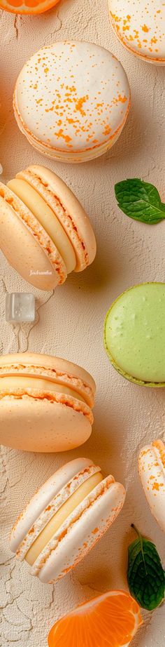 there are many different types of macaroons on the table