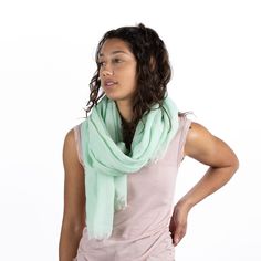 Minimalist and classic, the women's Kora linen-like scarf is a no-brainer, warm-weather accessory. It's tonal pattern keeps the look clean, and unfinished edges softens the finish. Lightweight fabric is just the right feel for summertime. Lightweight, linen feel Stripes of contrasting pattern Unfinished edges Cotton Dimensions: 100 x 180 cm (+/-5cm) Made in India Look Clean, Lightweight Fabric, Warm Weather, Hibiscus, Stripes, Mint, India, Pattern, Fabric