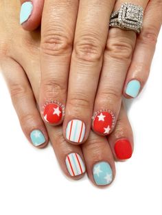 July Gel Nails, 4th Of July Gel Nails, Nails July, Patriotic Nails, Western Nails, Fourth Of July Nails, Nails Fun, July Nails, Cute Gel Nails