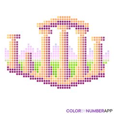 the color by number logo is made up of colorful dots