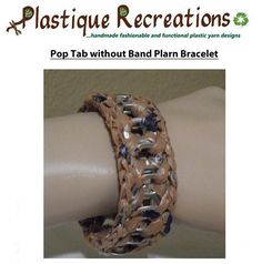 an advertisement for a bracelet that is on a hand with the caption, pop tab without band - plar bracelet