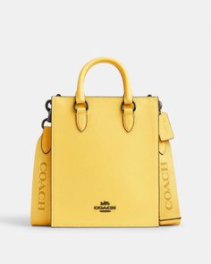 COACH® | Dylan Tote Yellow Crossbody Bag, Tote Bag Coach, Retro Yellow, Coach Outlet, Leather Fabric, Nice Shoes, Coach Bags, Calf Leather, Bags Handbags