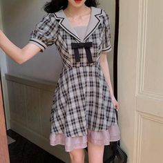 Material: PolyesterSize Suggest: Size/cm Bust Waist S 88 68 M 92 72 L 96 76 XL 100 80 XXL 104 84 3XL 108 88 Gray Summer Dress, Kawaii Hoodies, Kawaii Wigs, School Uniform Kids, Egirl Clothes, Kawaii Shirts, Vintage Preppy, Summer Black Dress, Kawaii Dress