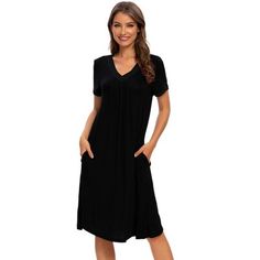 This style of stretchy lounge dress it's easy to put on or take off, which can give you a light and simple dressing experience,keep you nice and comfortable all day. The super soft pajamas dress for women is stretchy, soft, lightweight, breathable and comfortable to wear as.This pajamas dress is casual,even if guest visits suddenly, you won't feel embarrassed, make your home life more convenient. The lounge dress also be a perfect gift for your mom, wife,daughter, girlfriend,or friends as lounge Pajamas Dress, Womens Sleepwear, Simple Dressing, Pajama Lounge, Sleepwear Dress, Pajama Dress, Soft Pajamas, Nightgowns For Women, Lounge Dress