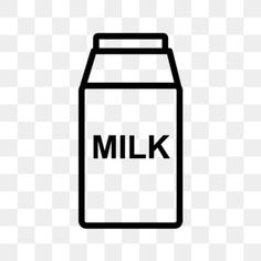 a bottle of milk with the word milk on it, in black and white colors