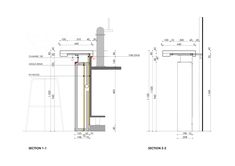 an architectural drawing shows the details of a kitchen faucet